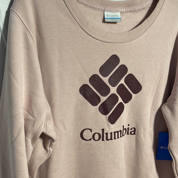 Columbia Trek Graphic Crew Sweatshirt 2X Pastel Blush Pink Nwt New Plus Size - Picture 3 of 7